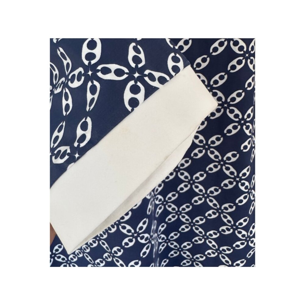 Navy White Chain Print Tunic Dress XL Stretch Resort Shift Beach Cover Up - Picture 6 of 6